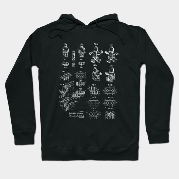 Lego Bricks And Lego Man Patent Prints Hoodie by MadebyDesign